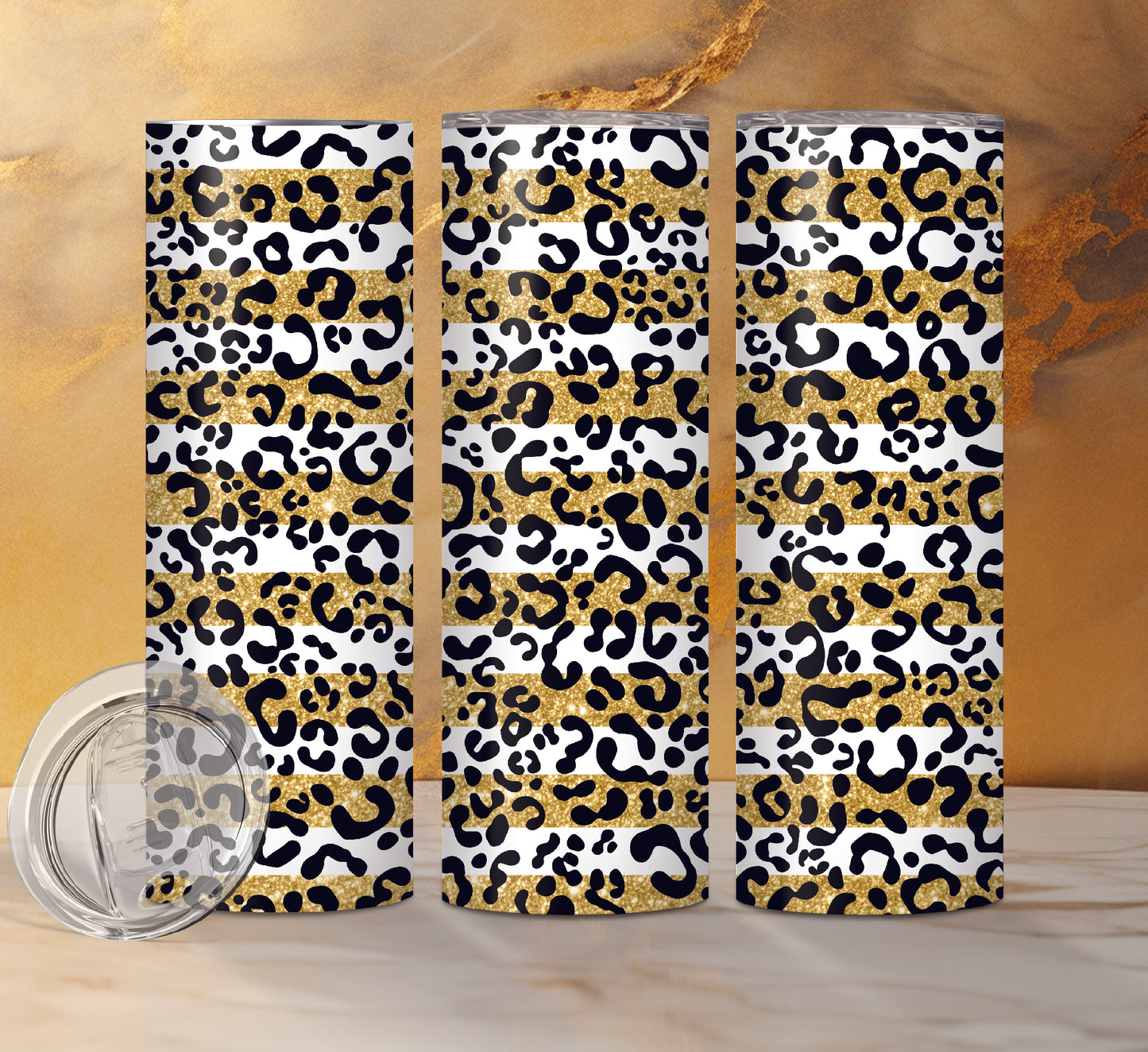 Leopard Print Designs Drink Tumblers, 16 Different Designs