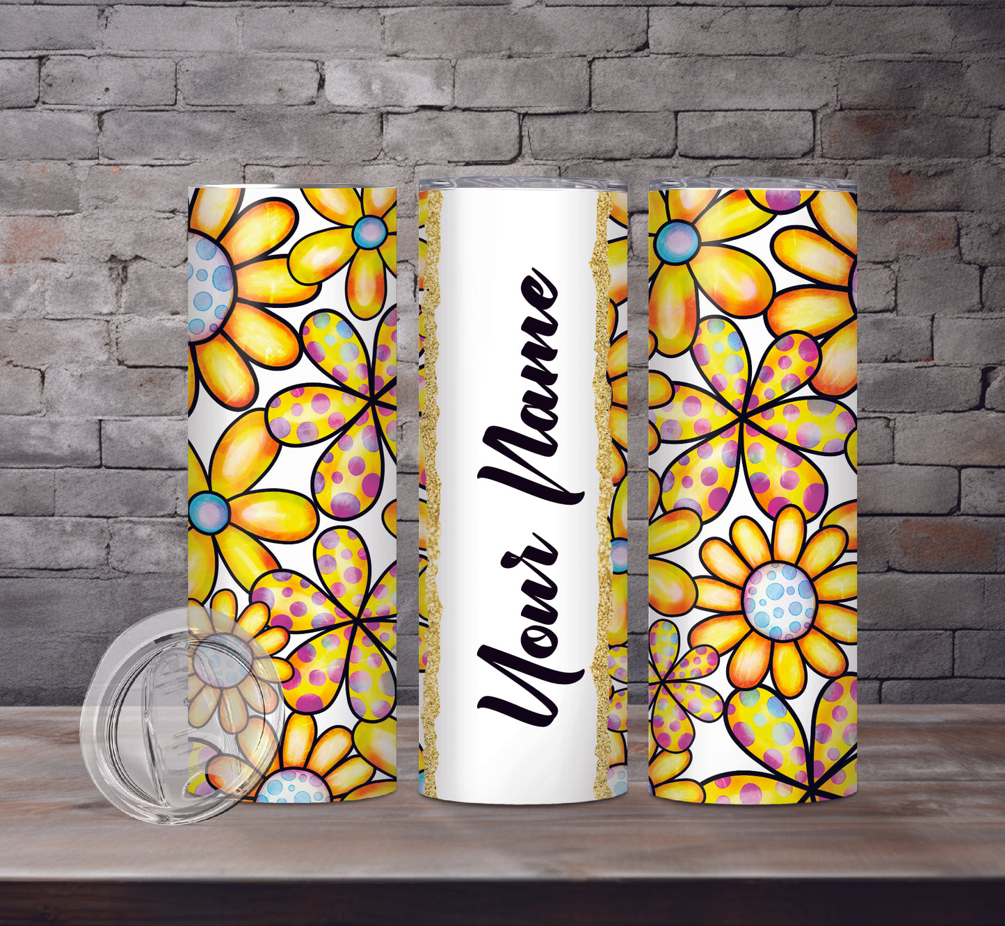 Floral Add Your Name Drink Tumblers, 18 Designs