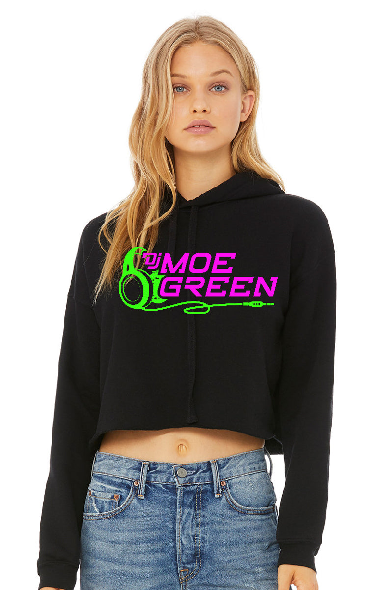 DJ Moe Green Crop Top Hoodie